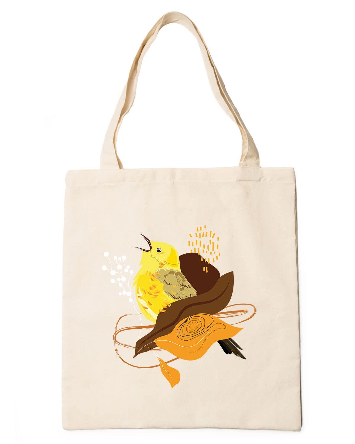 The Pink Magnet Yellow Bird Tote Bag - Canvas Tote Bag for Women | Printed Multipurpose Cotton Bags | Cute Hand Bag for Girls | Best for College, Travel, Grocery | Reusable Shopping Bag | Eco-Friendly Tote Bag