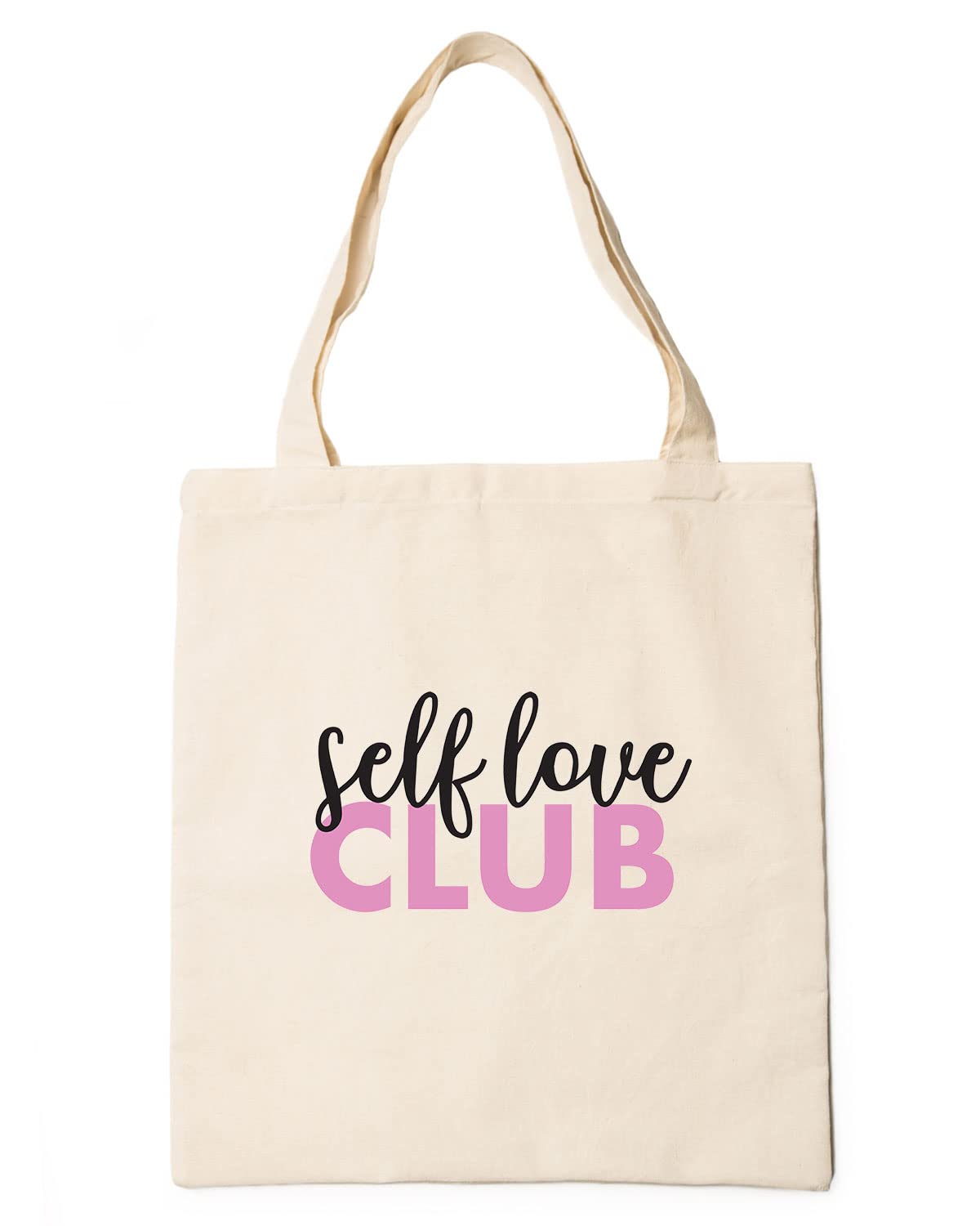 The Pink Magnet Self Love Club Tote Bag - Canvas Tote Bag for Women | Printed Multipurpose Cotton Bags | Cute Hand Bag for Girls | Best for College, Travel, Grocery | Reusable Shopping Bag | Eco-Friendly Tote Bag