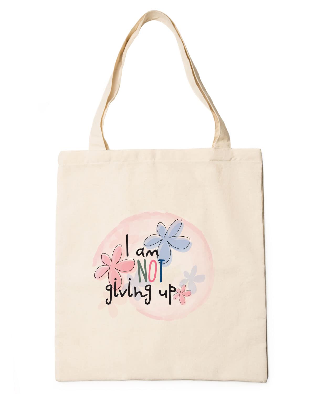 The Pink Magnet I Am Not Giving Up Tote Bag - Canvas Tote Bag for Women | Printed Multipurpose Cotton Bags | Cute Hand Bag for Girls | Best for College, Travel, Grocery | Reusable Shopping Bag | Eco-Friendly Tote Bag