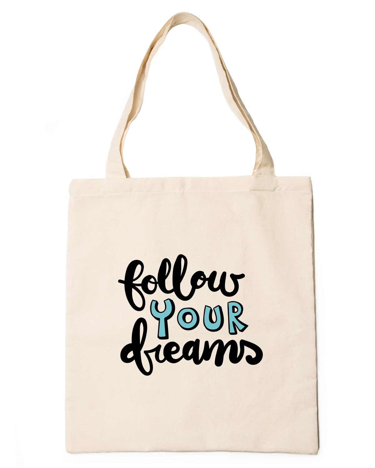 The Pink Magnet Follow Your Dreams Tote Bag - Canvas Tote Bag for Women | Printed Multipurpose Cotton Bags | Cute Hand Bag for Girls | Best for College, Travel, Grocery | Reusable Shopping Bag | Eco-Friendly Tote Bag