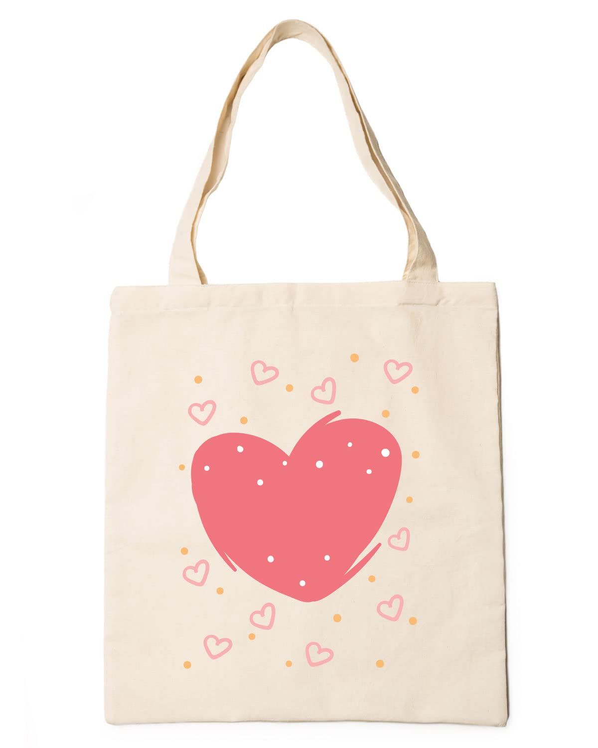 The Pink Magnet Pink Hearts Tote Bag - Canvas Tote Bag for Women | Printed Multipurpose Cotton Bags | Cute Hand Bag for Girls | Best for College, Travel, Grocery | Reusable Shopping Bag | Eco-Friendly Tote Bag