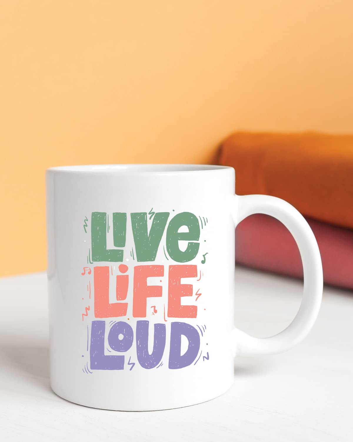 Live Life Loud Coffee Mug - Gift for Friend, Birthday Gift, Birthday Mug, Motivational Quotes Mug, Mugs with Funny & Funky Dialogues, Bollywood Mugs, Funny Mugs for Him & Her