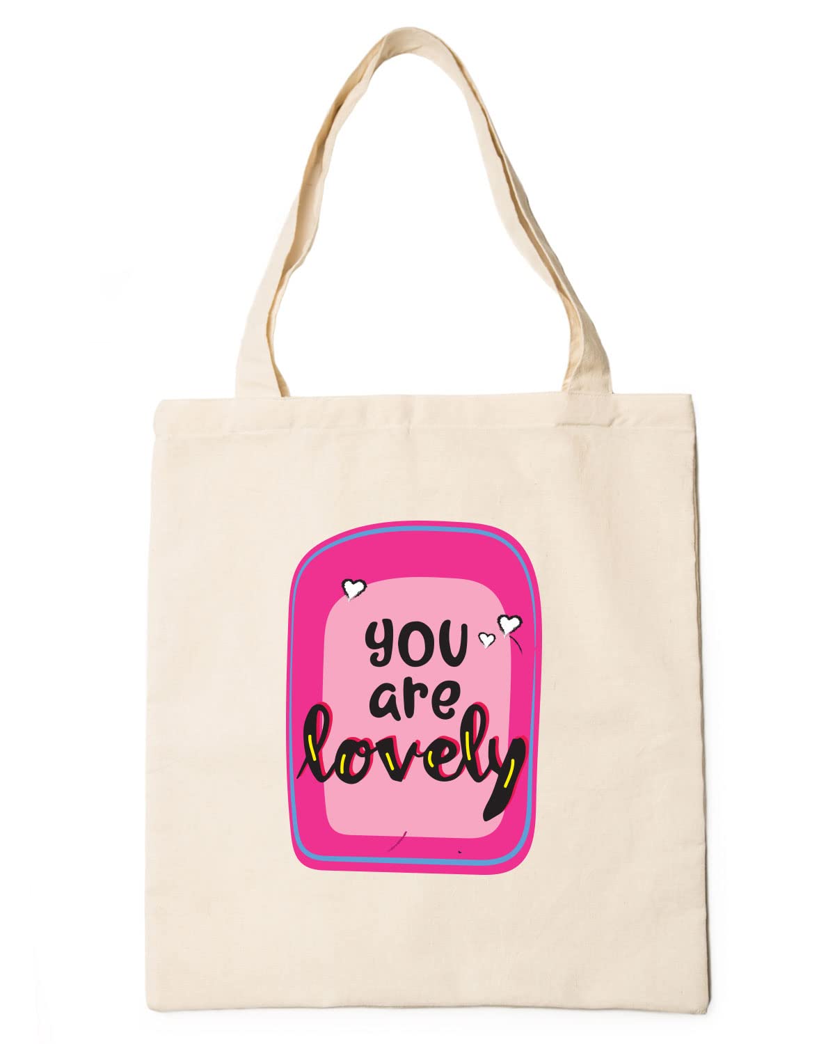 The Pink Magnet You Are Lovely Tote Bag - Canvas Tote Bag for Women | Printed Multipurpose Cotton Bags | Cute Hand Bag for Girls | Best for College, Travel, Grocery | Reusable Shopping Bag | Eco-Friendly Tote Bag