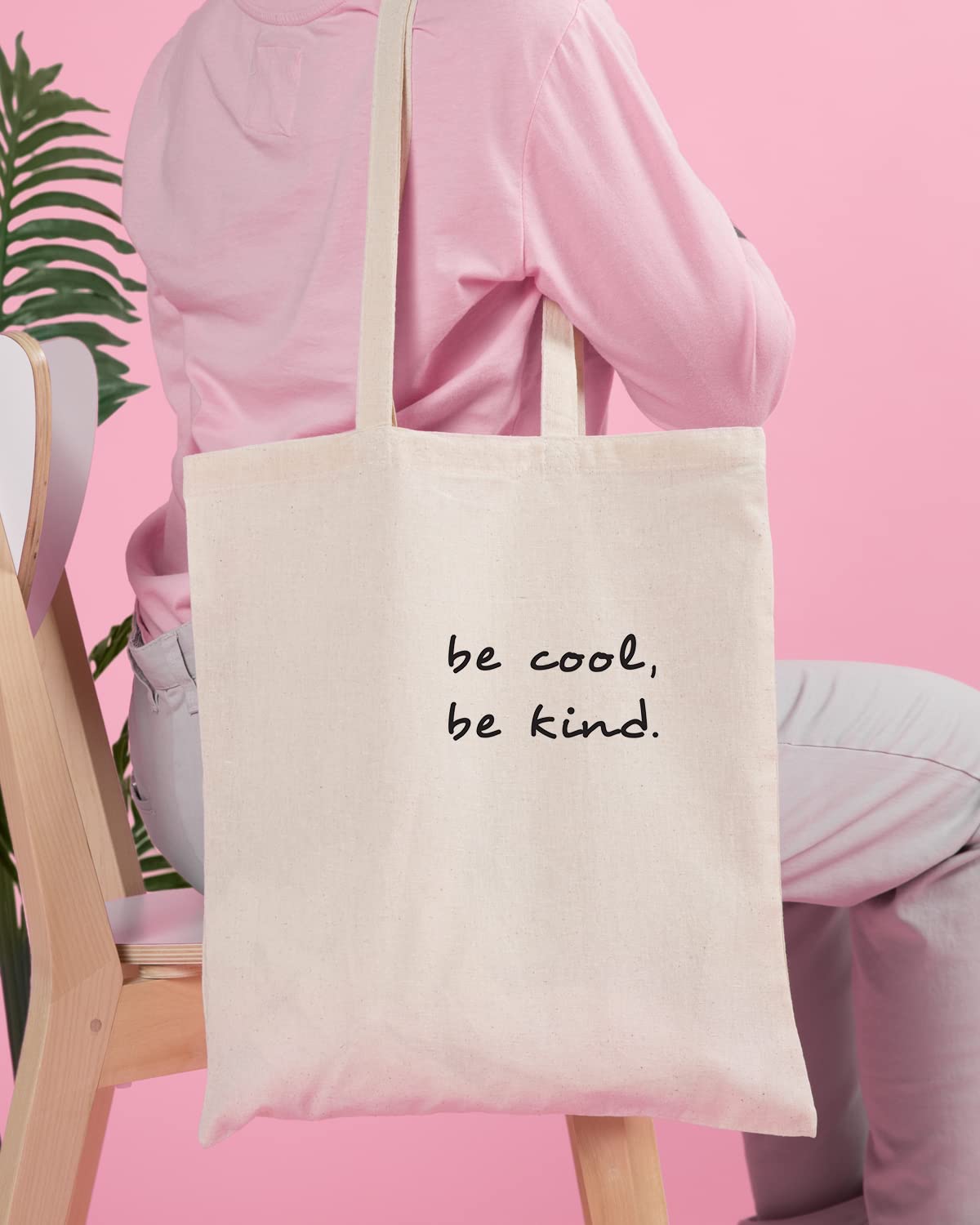 The Pink Magnet Be Cool, Be Kind Tote Bag - Canvas Tote Bag for Women | Printed Multipurpose Cotton Bags | Cute Hand Bag for Girls | Best for College, Travel, Grocery | Reusable Shopping Bag | Eco-Friendly Tote Bag