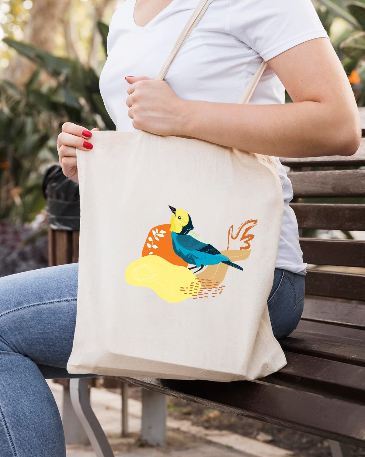 The Pink Magnet Quirky Bird Tote Bag - Canvas Tote Bag for Women | Printed Multipurpose Cotton Bags | Cute Hand Bag for Girls | Best for College, Travel, Grocery | Reusable Shopping Bag | Eco-Friendly Tote Bag