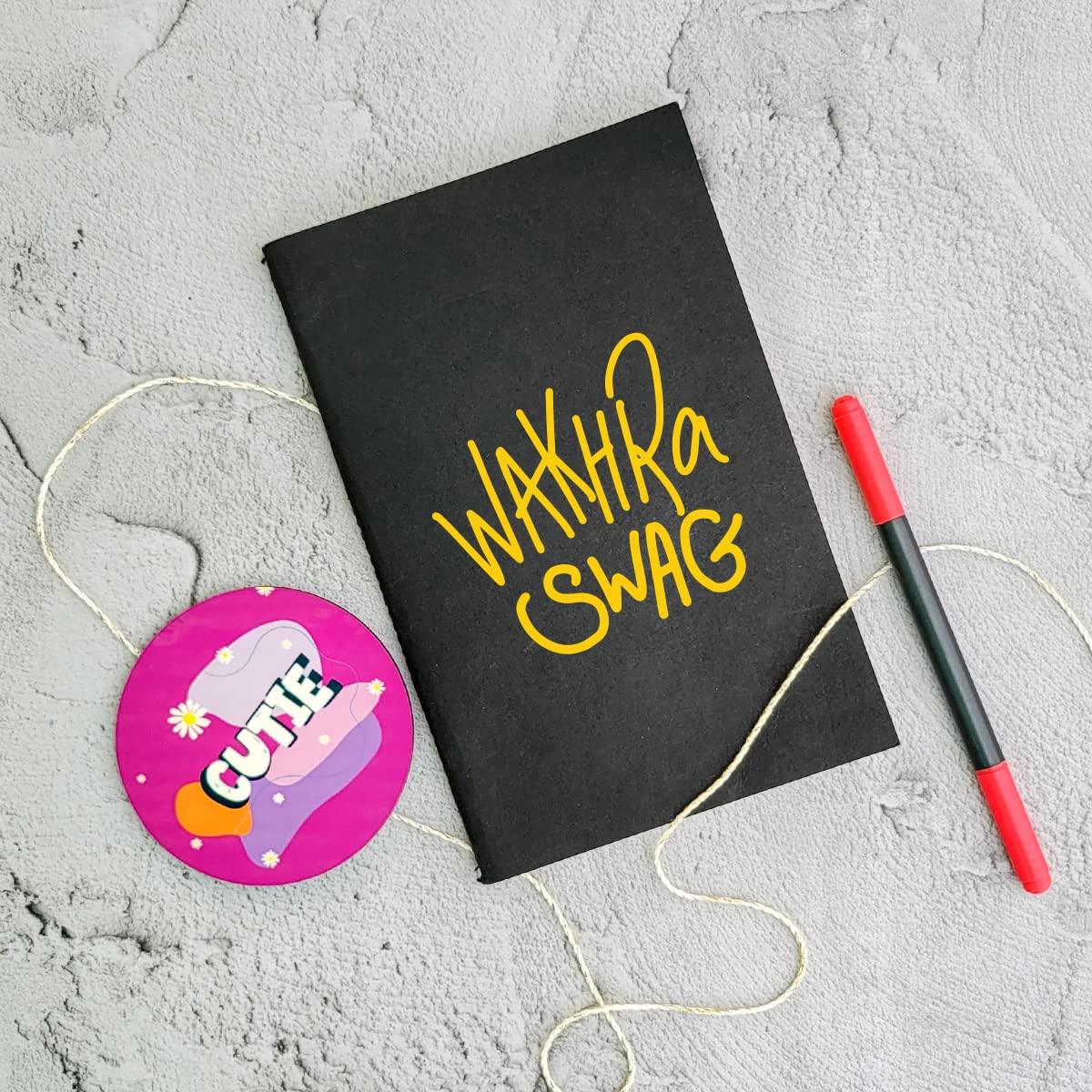 Wakhra Swag - Black A5 Doodle Notebook - Kraft Cover Notebook - A5 - 300 GSM Kraft Cover - Handmade - Unruled - 80 Pages - Natural Shade Pages 120 GSM - Funny Quotes & Quirky, Funky designs