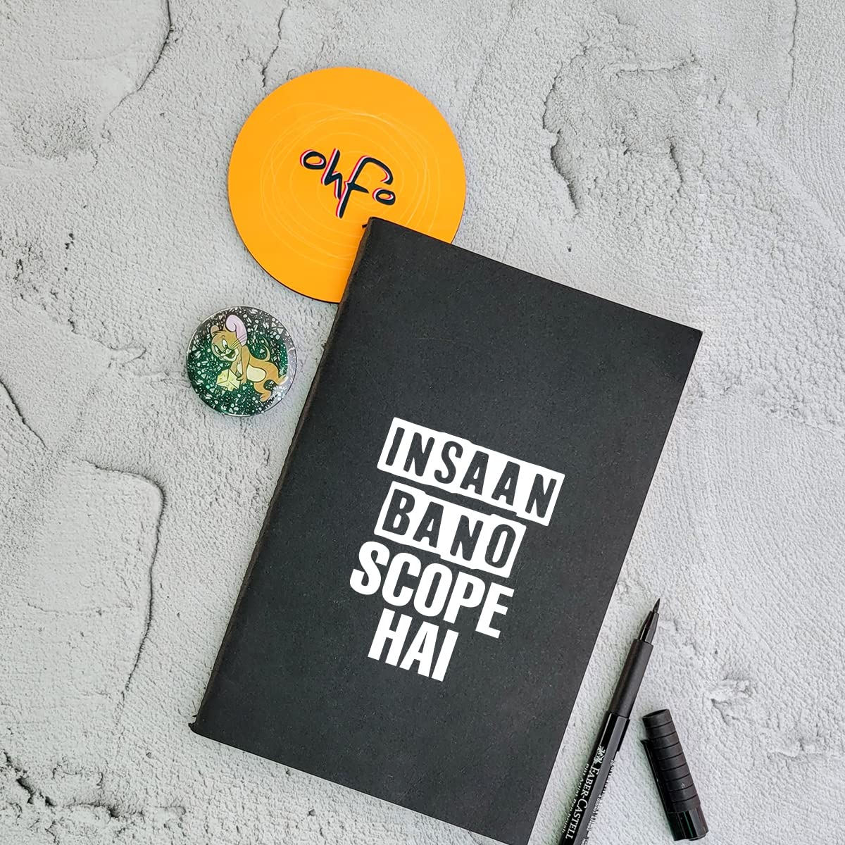 Insaan Bano Scope Hai - Black A5 Doodle Notebook - Kraft Cover Notebook - A5 - 300 GSM Kraft Cover - Handmade - Unruled - 80 Pages - Natural Shade Pages 120 GSM - Funny Quotes & Quirky, Funky designs